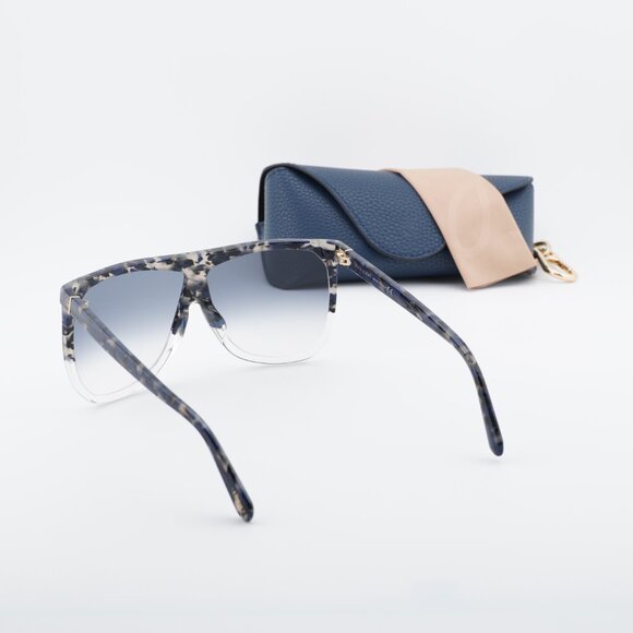 Loewe Filipa LW40001F 56B Sunglasses Blue Havana Square Frame, Smoke Lenses